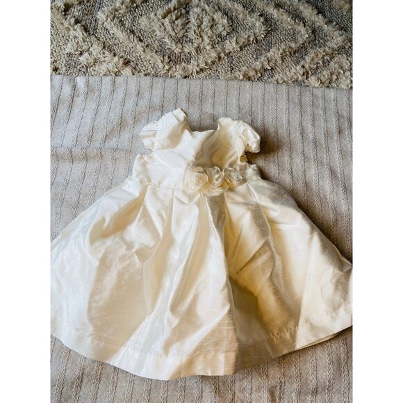 Carters off white formal dress baby girl 6 months christening satin sheen - Picture 3 of 9